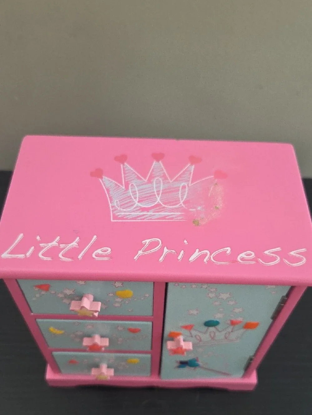 Kids Pink and Aqua Star Jewelry Box with Drawers
